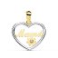 Colgante de Oro Bicolor 18K – Corazón "Mama" con Flor